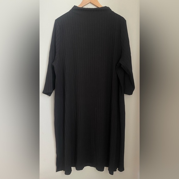 Eileen Fisher Washable Stretch Rib Funnel Neck Dress Easy Fit Knee Length Siz 3X - Picture 2 of 9